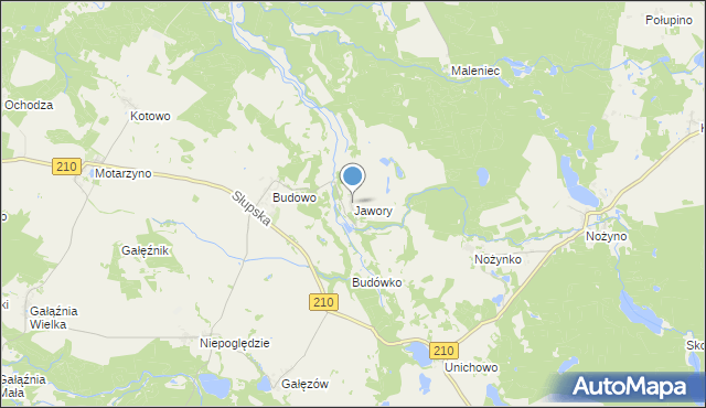 mapa Jawory, Jawory gmina Dębnica Kaszubska na mapie Targeo